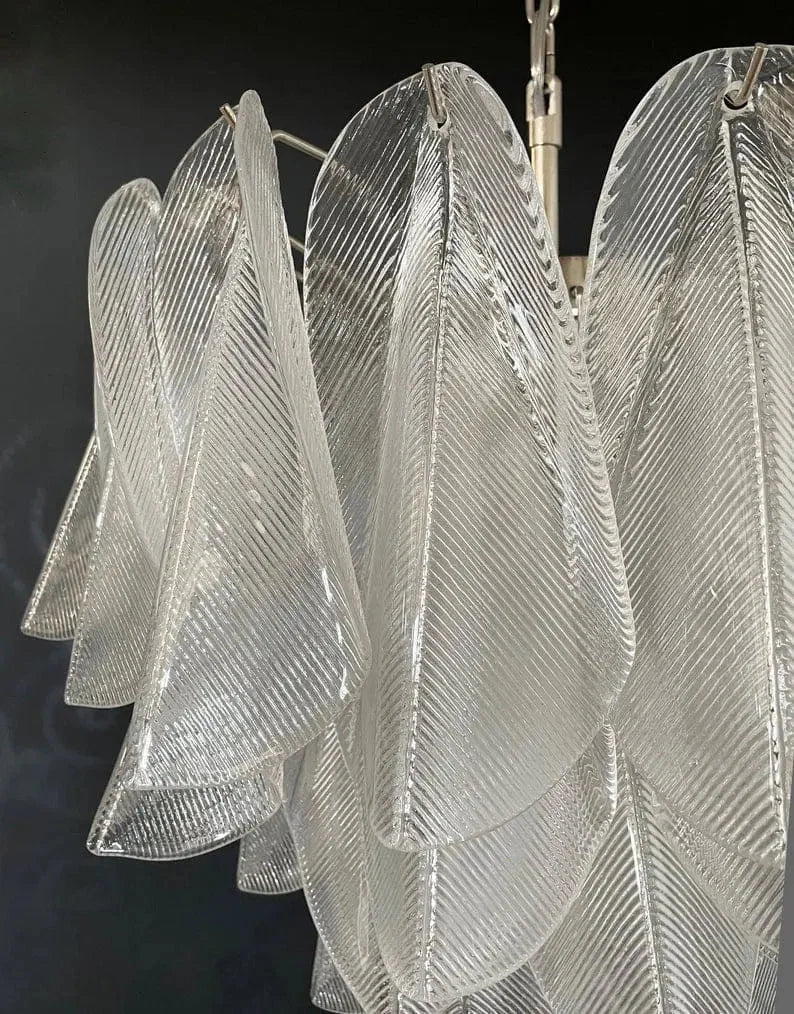 Murano Chandelier – Rondini – 41 glass leaves – Transparent - Zelno Lighting
