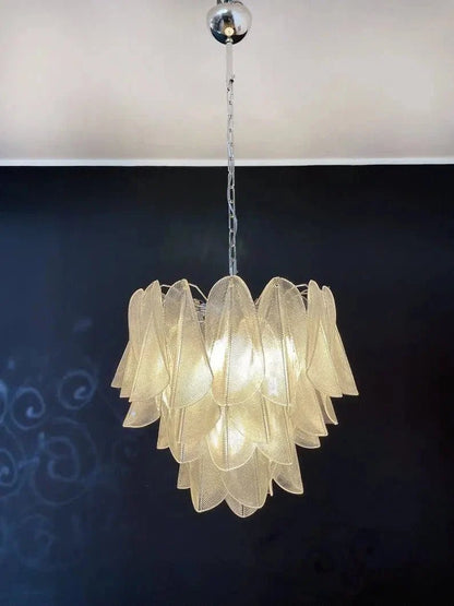 Murano Chandelier – Rondini – 41 glass leaves – Transparent - Zelno Lighting