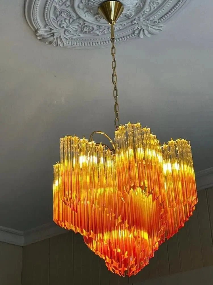 Murano Glass Chandelier – Amber - Zelno Lighting