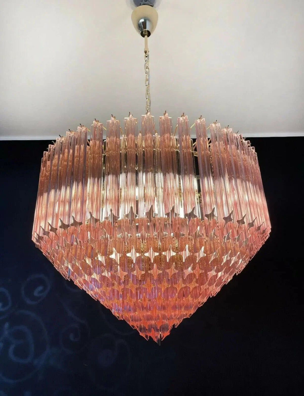 Murano Glass Chandelier – Pink - Zelno Lighting