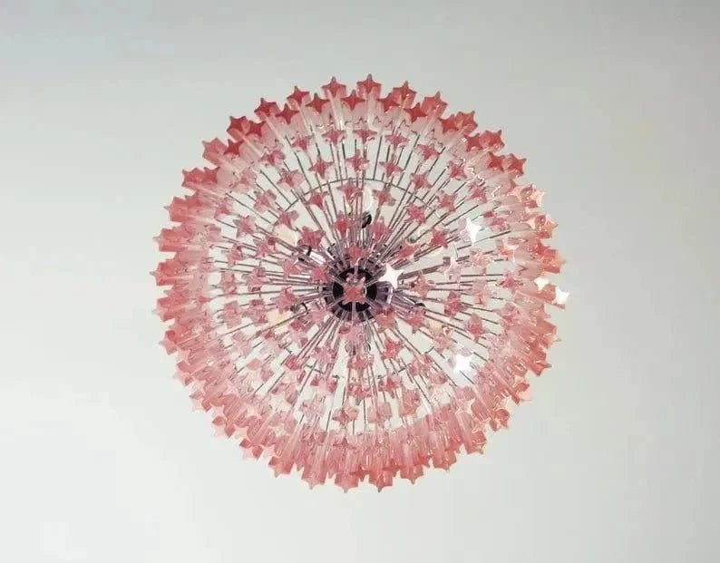 Murano Glass Chandelier – Pink - Zelno Lighting