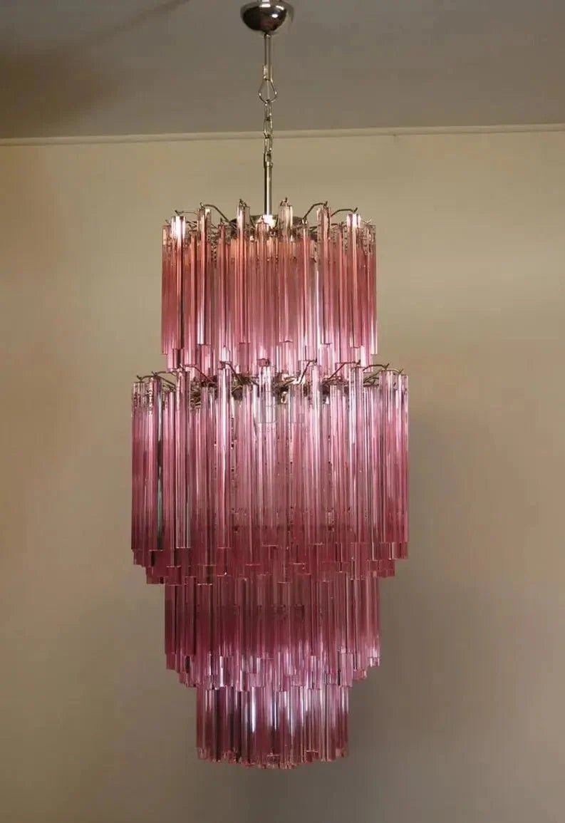 Murano Glass Chandelier – Pink - Zelno Lighting