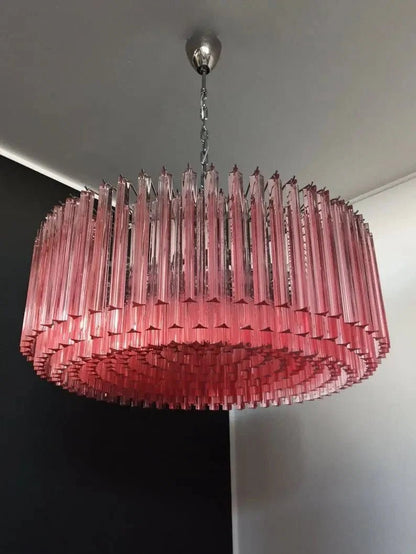 Murano Glass Chandelier – Pink - Zelno Lighting
