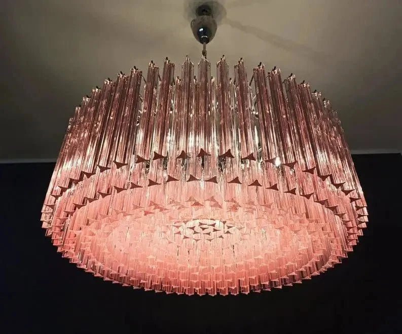 Murano Glass Chandelier – Pink - Zelno Lighting