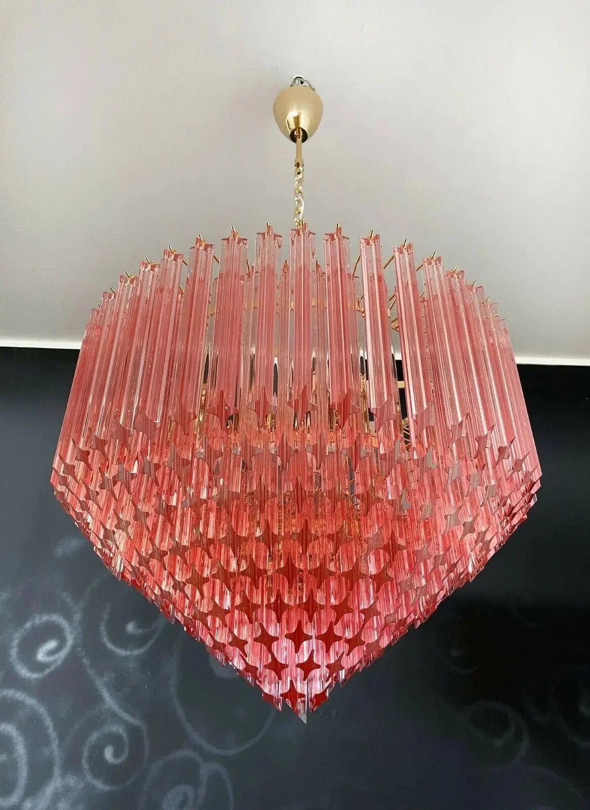 Murano Glass Chandelier – Pink - Zelno Lighting