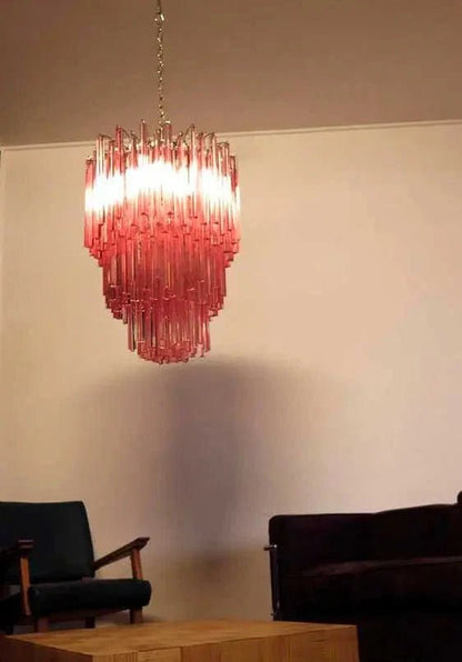Murano Glass Chandelier - Pink - Zelno Lighting