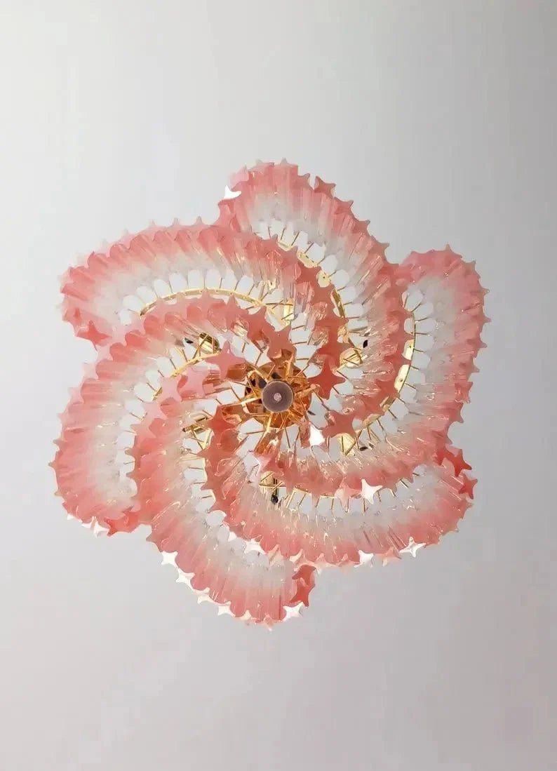 Murano Glass Chandelier- Pink - Zelno Lighting