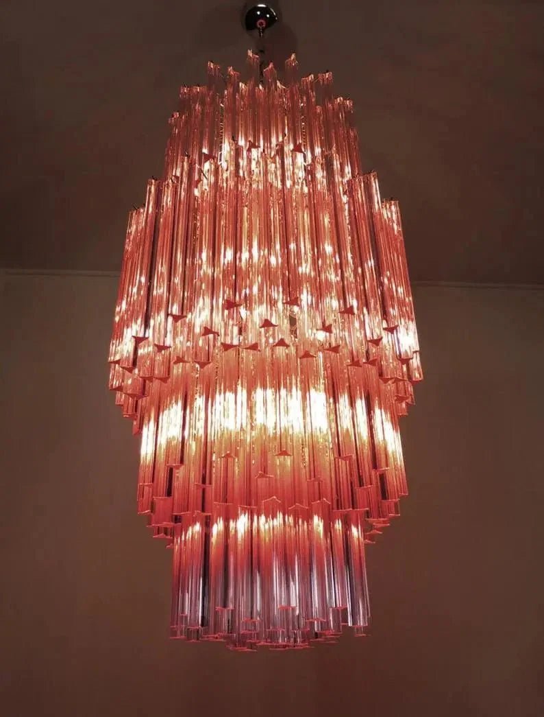 Murano Glass Chandelier – Pink - Zelno Lighting