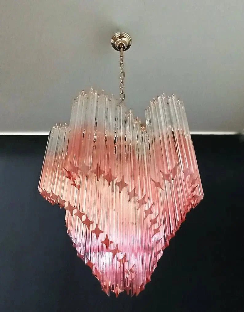 Murano Glass Chandelier- Pink - Zelno Lighting
