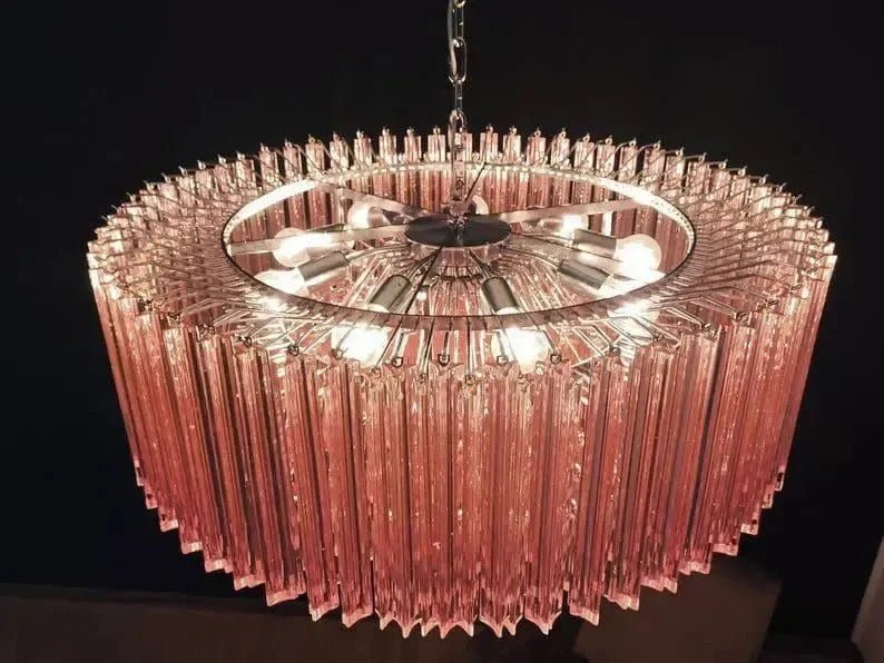 Murano Glass Chandelier – Pink - Zelno Lighting
