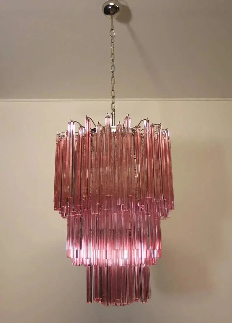 Murano Glass Chandelier - Pink - Zelno Lighting