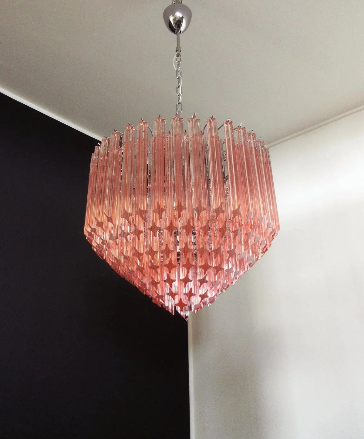 Murano Glass Chandelier – Pink - Zelno Lighting