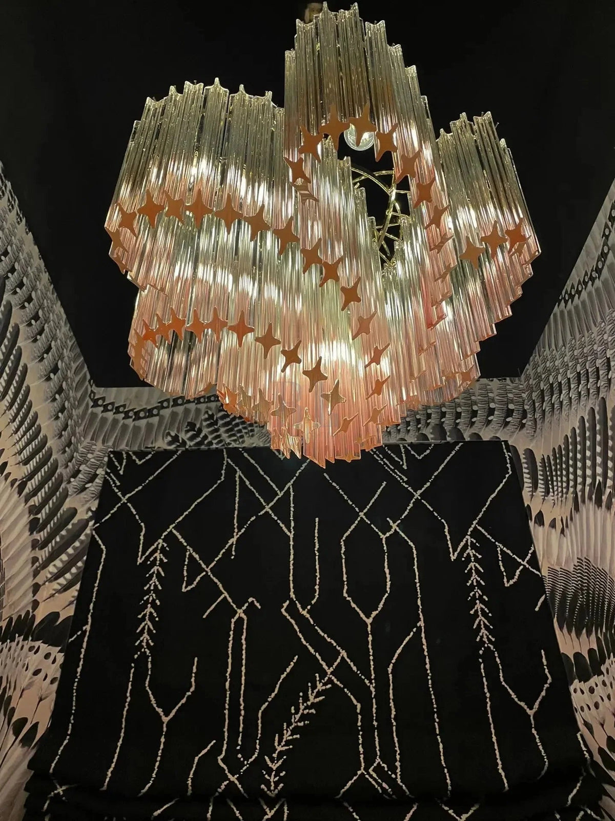 Murano Glass Chandelier- Pink - Zelno Lighting
