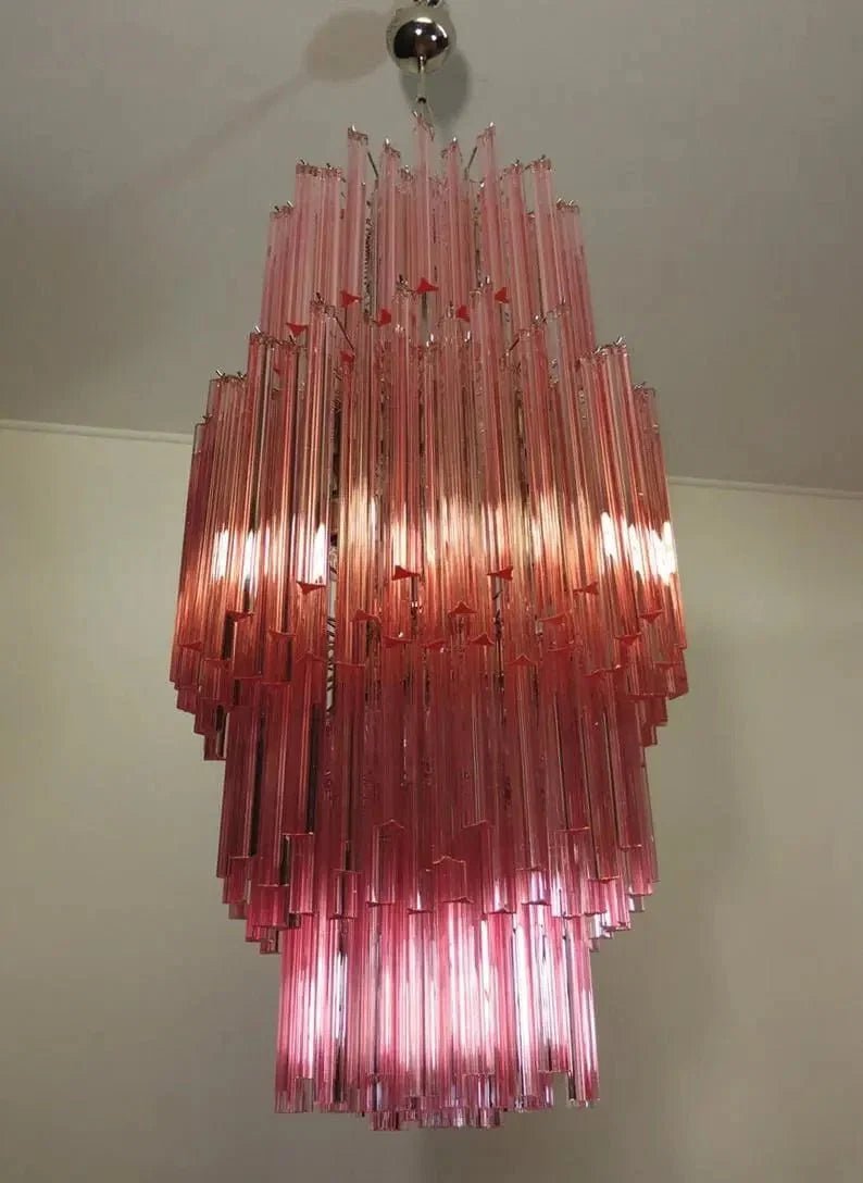 Murano Glass Chandelier – Pink - Zelno Lighting