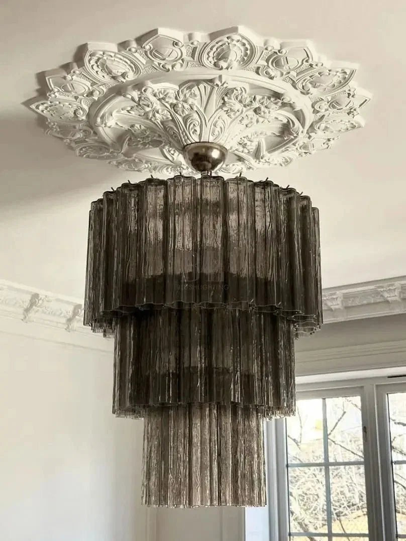 Murano Glass Chandelier – Smoked - Zelno Lighting