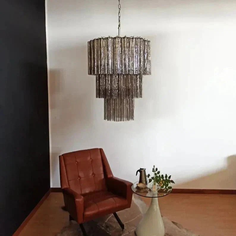 Murano Glass Chandelier – Smoked - Zelno Lighting