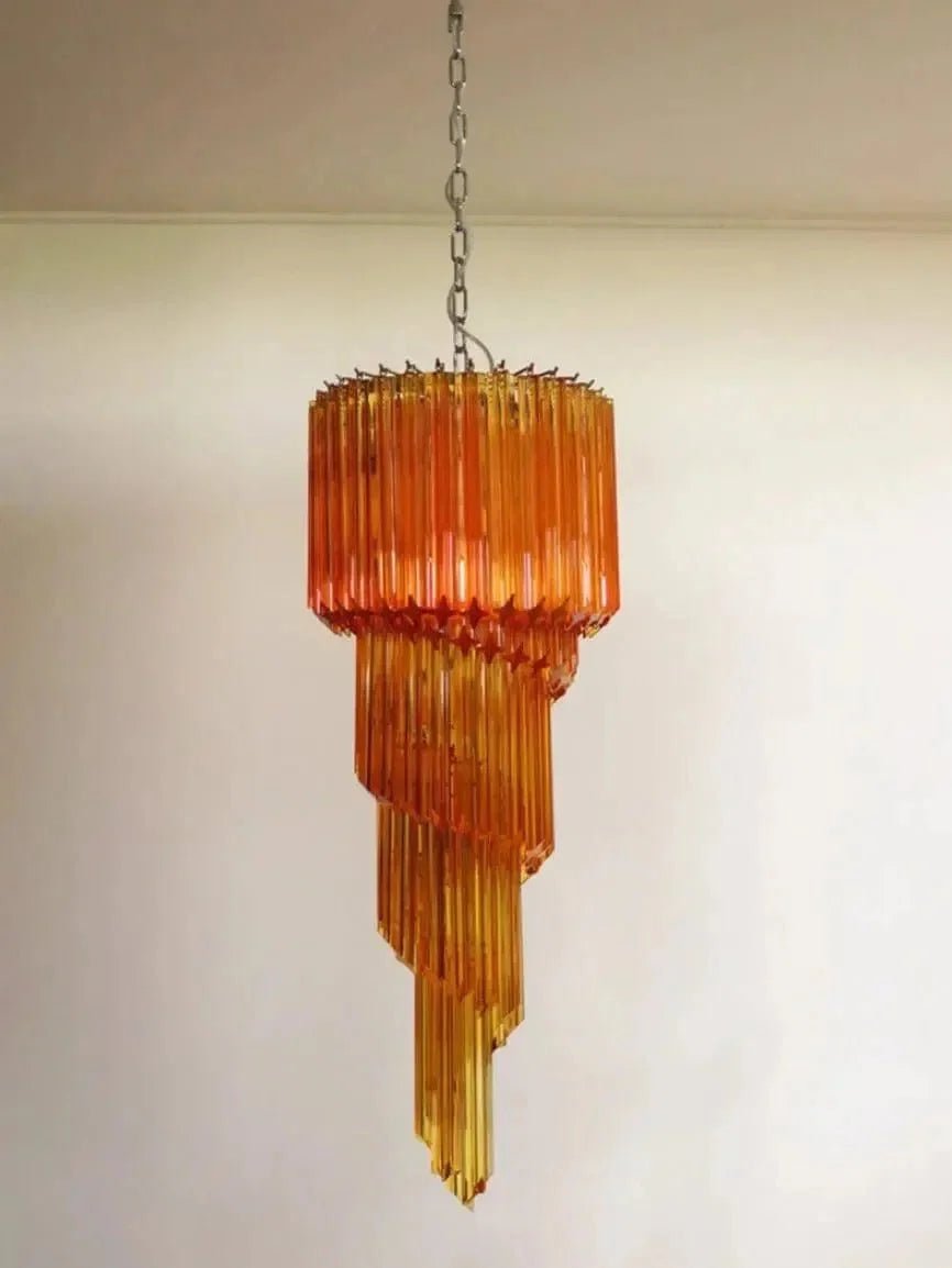 Murano Glass Chandelier – Spiral – Amber - Zelno Lighting
