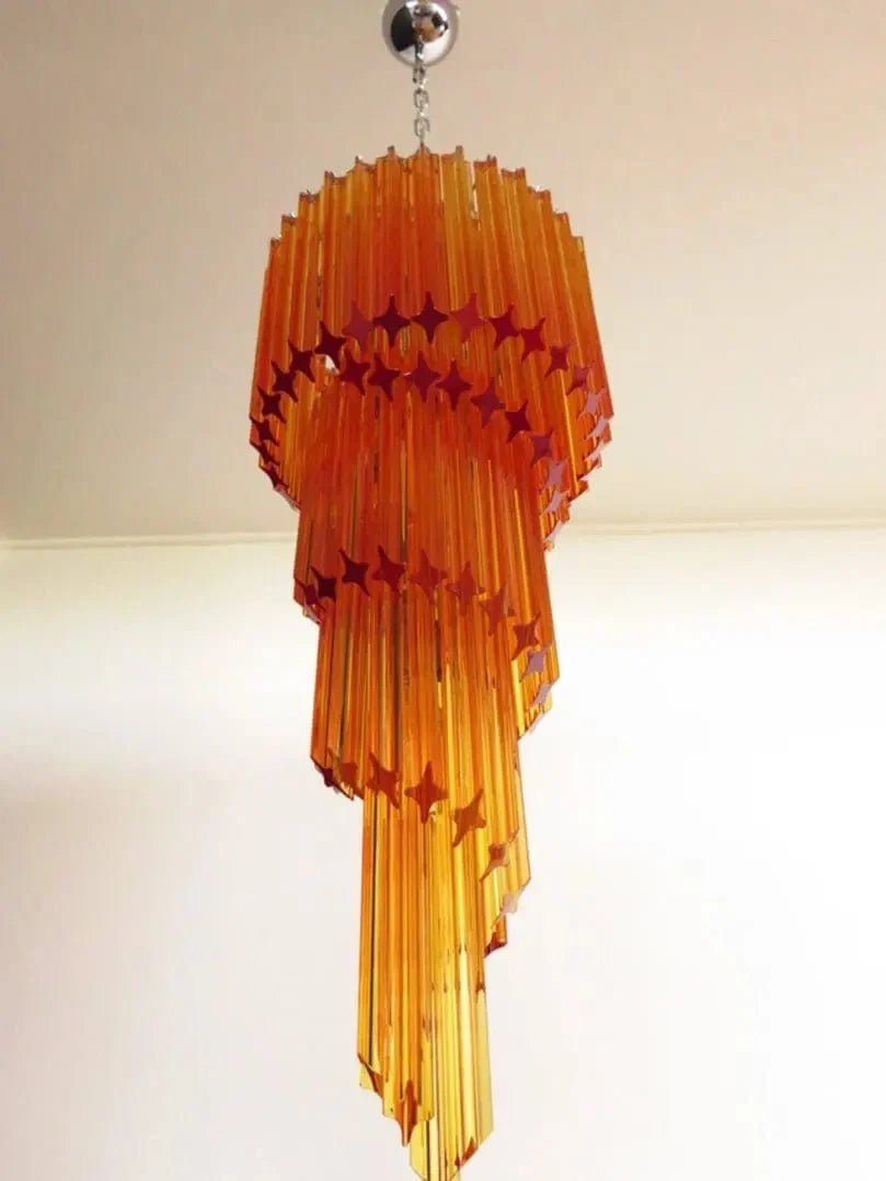 Murano Glass Chandelier – Spiral – Amber - Zelno Lighting