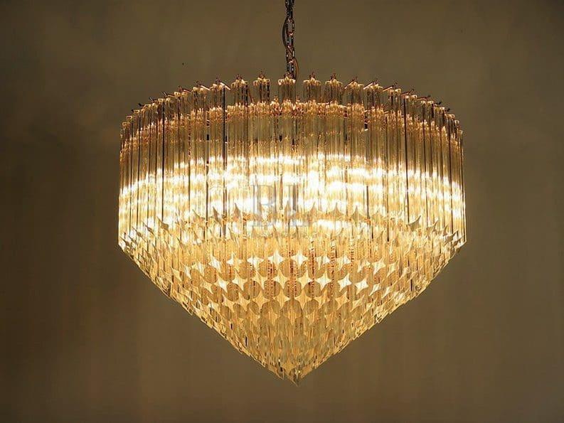 Murano Glass Chandelier – Transparent - Zelno Lighting