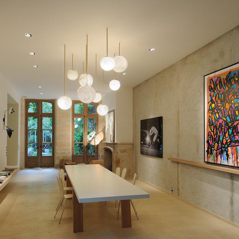 Nami Alabaster Sphere Staircase Chandelier,Multi Pendant Light - Zelno Lighting