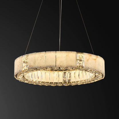Natural Alabaster Chandeliers, D23 Round Crystal Chandeliers for Dining Room - Zelno