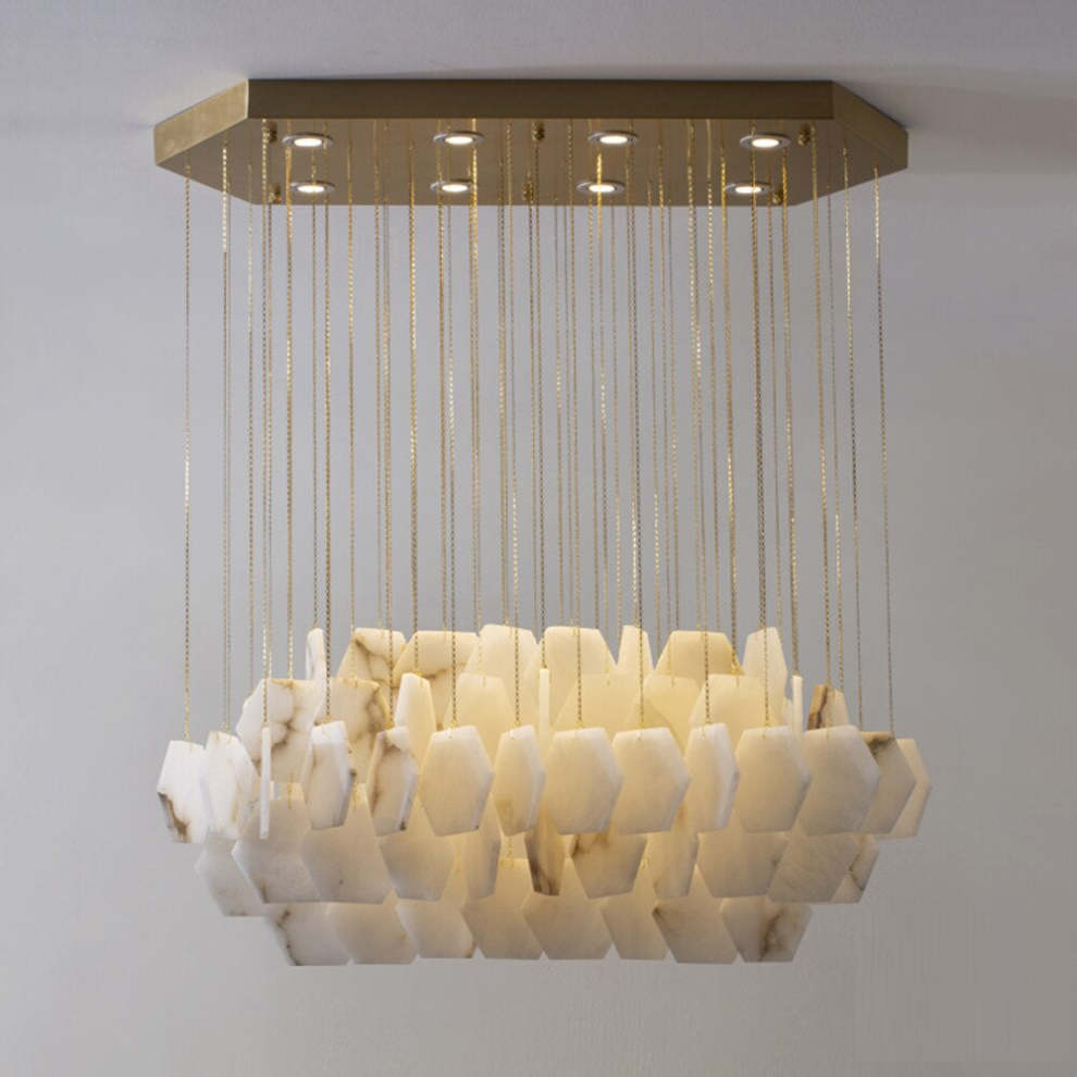 Natural Alabaster Cube Modern Chandelier - Zelno