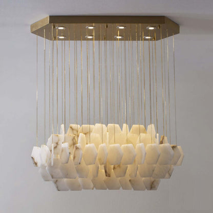 Natural Alabaster Cube Modern Chandelier - Zelno
