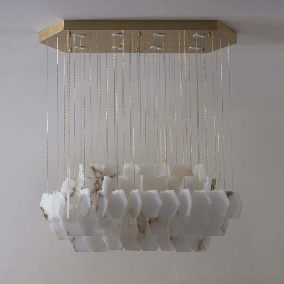 Natural Alabaster Cube Modern Chandelier - Zelno