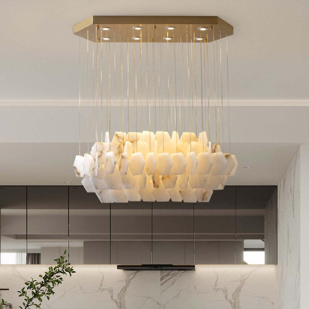 Natural Alabaster Modern Chandelier - Zelno Lighting