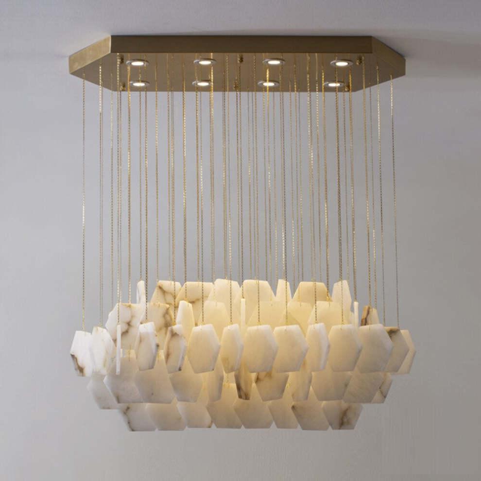 Natural Alabaster Modern Chandelier - Zelno Lighting