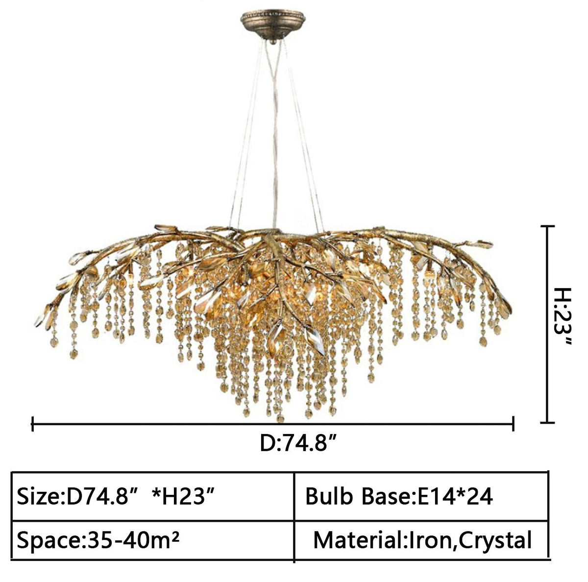 New Luxury Branch Crystal Pendant Chandelier Designer Creative Art Dining Room/Living Room Light Fixture - Zelno Lighting