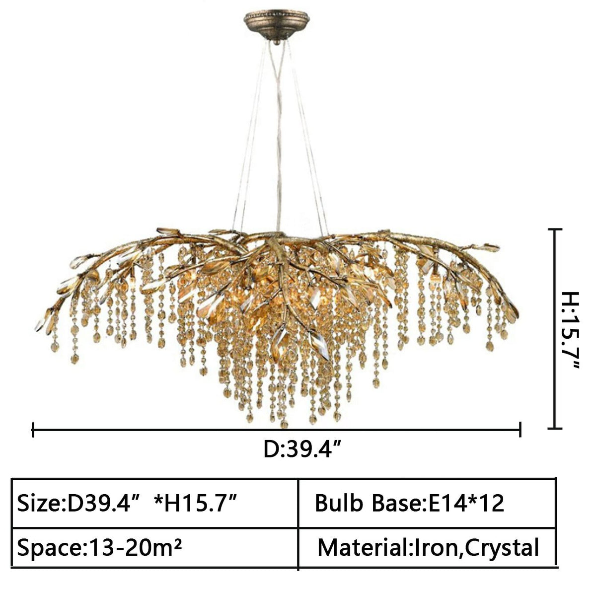 New Luxury Branch Crystal Pendant Chandelier Designer Creative Art Dining Room/Living Room Light Fixture - Zelno Lighting