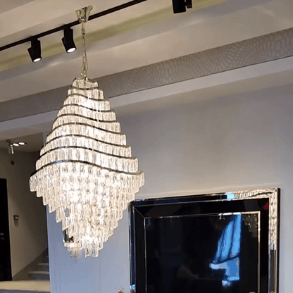 New Luxury Wavy Multi-tiered Crystal Chandelier for Living Room - Zelno Lighting