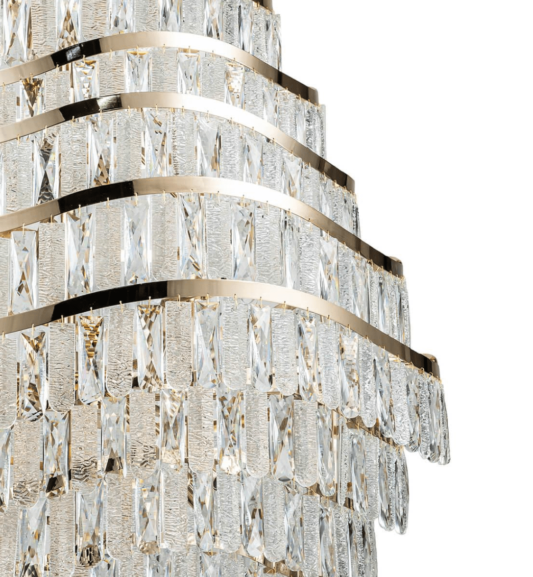 New Luxury Wavy Multi-tiered Crystal Chandelier for Living Room - Zelno Lighting