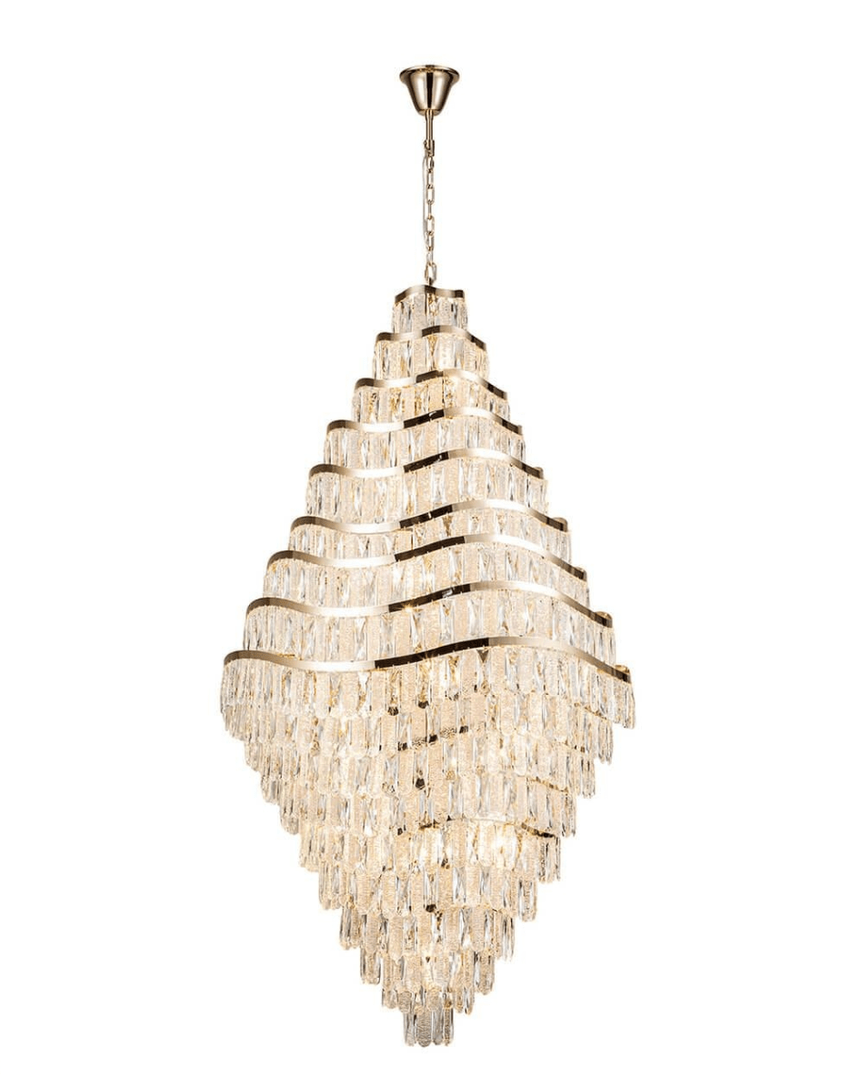 New Luxury Wavy Multi-tiered Crystal Chandelier for Living Room - Zelno Lighting