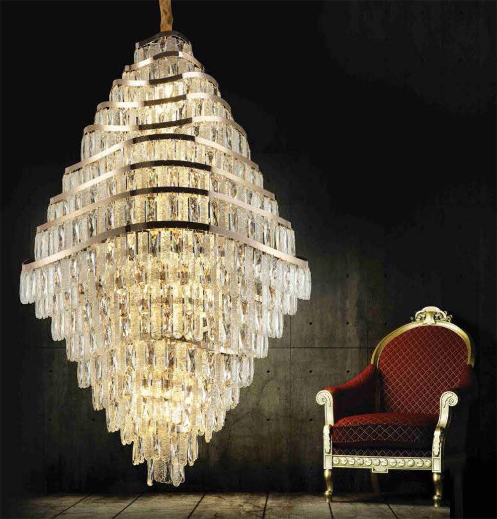 New Luxury Wavy Multi-tiered Crystal Chandelier for Living Room - Zelno Lighting