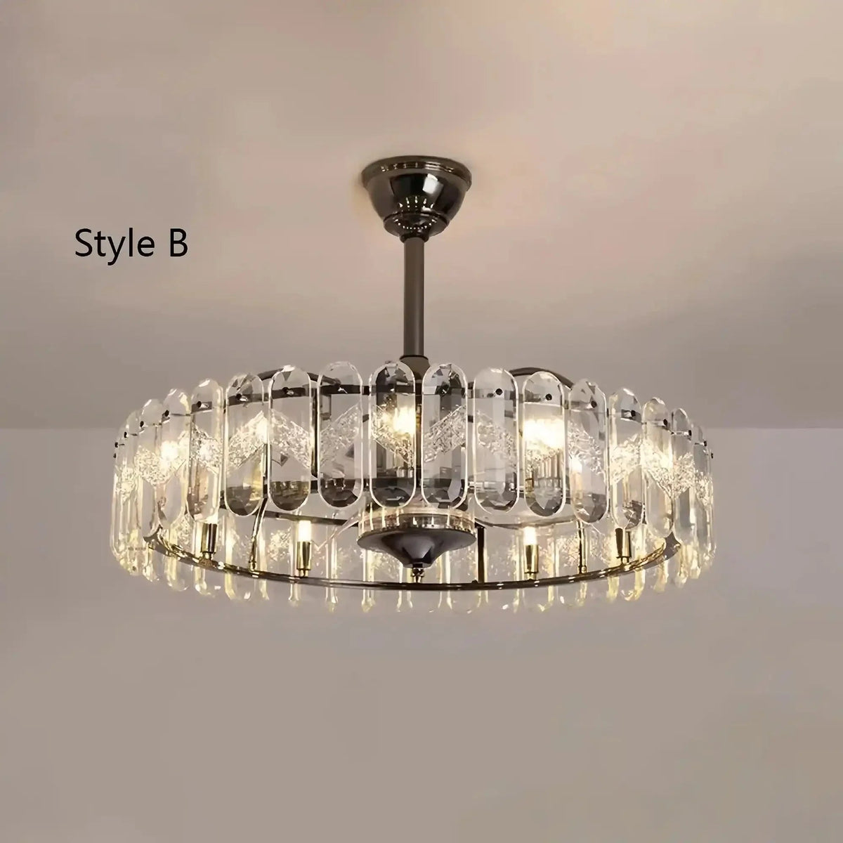 New Modern Invisible Fan Light Candle Crystal Chandelier - Zelno
