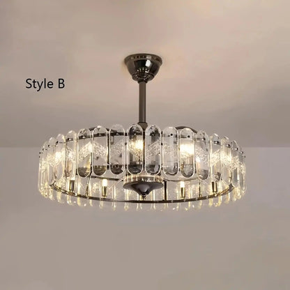 New Modern Invisible Fan Light Candle Crystal Chandelier - Zelno