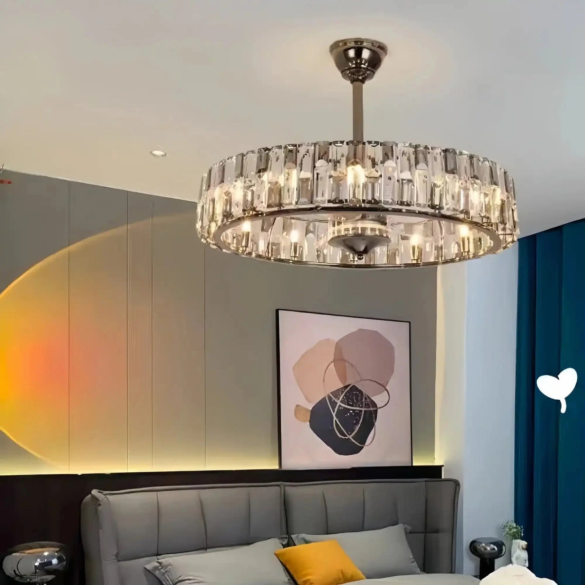 New Modern Invisible Fan Light Candle Crystal Chandelier - Zelno