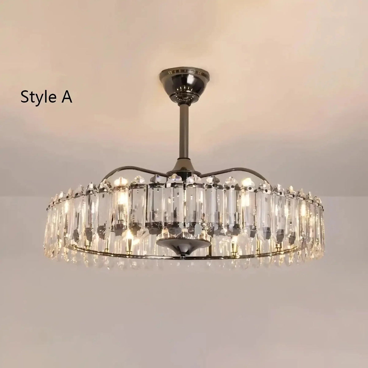 New Modern Invisible Fan Light Candle Crystal Chandelier - Zelno