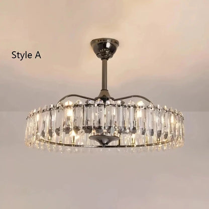 New Modern Invisible Fan Light Candle Crystal Chandelier - Zelno