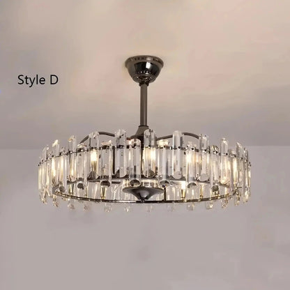 New Modern Invisible Fan Light Candle Crystal Chandelier - Zelno