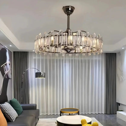 New Modern Invisible Fan Light Candle Crystal Chandelier - Zelno