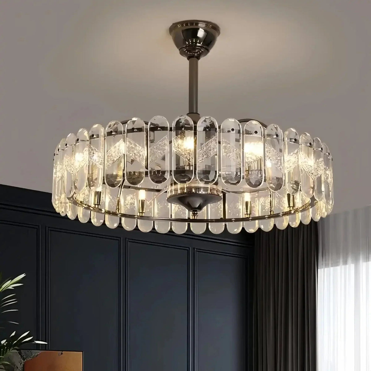 New Modern Invisible Fan Light Candle Crystal Chandelier - Zelno