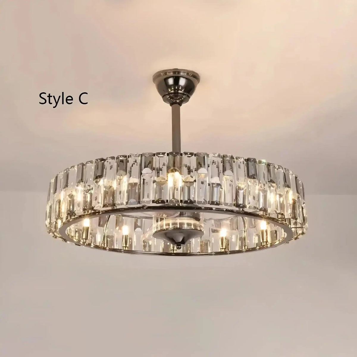 New Modern Invisible Fan Light Candle Crystal Chandelier - Zelno