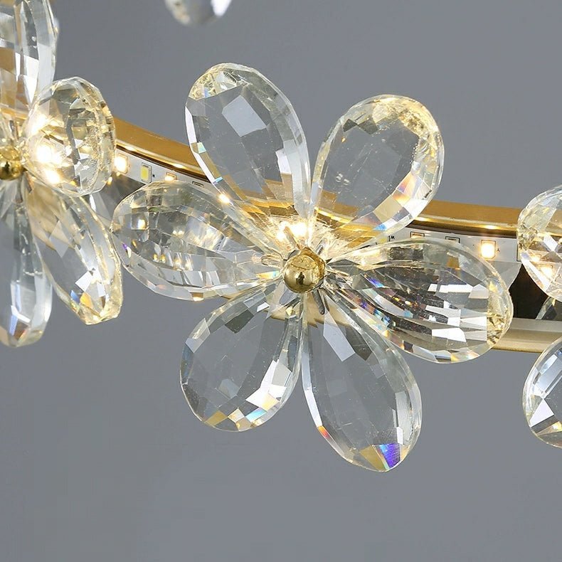 New Style Flower Crystal Chandelier For Living Room Petal Ring Pendant Lighting Fixture for Girls Bedroom - Zelno Lighting