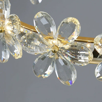 New Style Flower Crystal Chandelier For Living Room Petal Ring Pendant Lighting Fixture for Girls Bedroom - Zelno Lighting