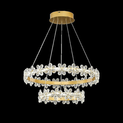 New Style Flower Crystal Chandelier For Living Room Petal Ring Pendant Lighting Fixture for Girls Bedroom - Zelno Lighting
