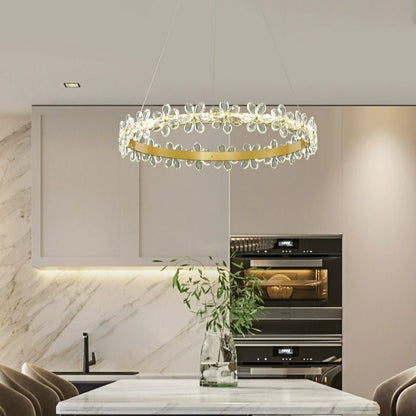 New Style Flower Crystal Chandelier For Living Room Petal Ring Pendant Lighting Fixture for Girls Bedroom - Zelno Lighting