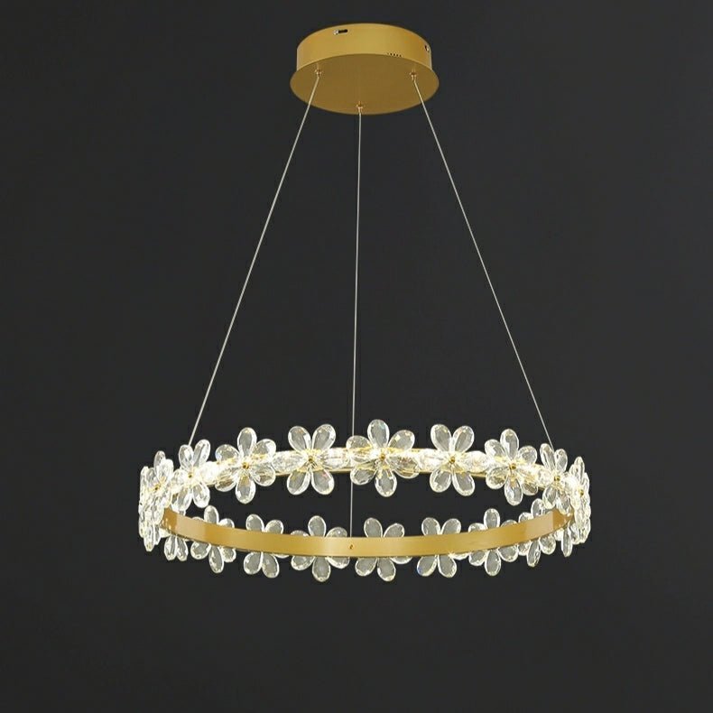 New Style Flower Crystal Chandelier For Living Room Petal Ring Pendant Lighting Fixture for Girls Bedroom - Zelno Lighting